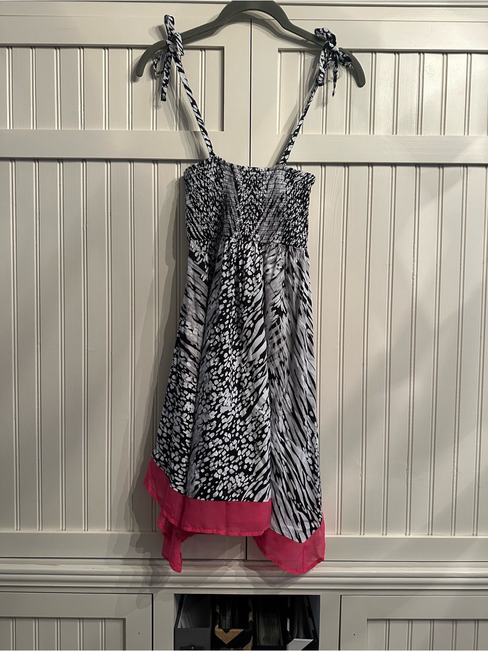 P.S. from Aeropostale Girls Zebra Print Smocked Dress Size M (10) Pink Trim
